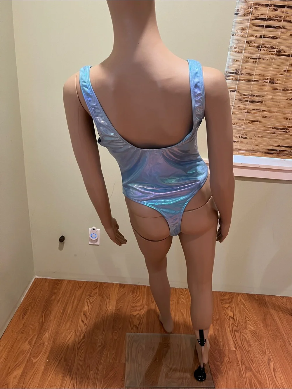 Holographic Light Blue One-Piece Swimsuit Size L
